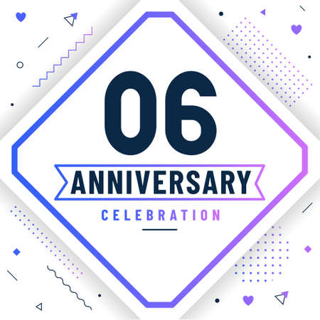 6 years anniversary greetings card, 6 anniversary celebration background free vector.のイラスト素材
