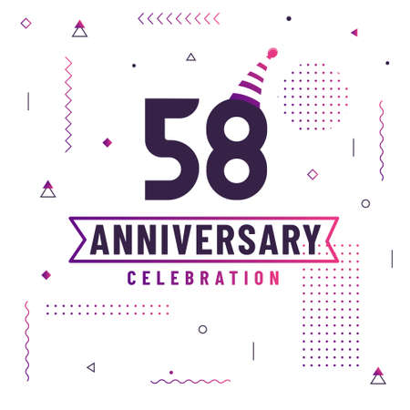 58 years anniversary greetings card, 58 anniversary celebration background free vector.のイラスト素材