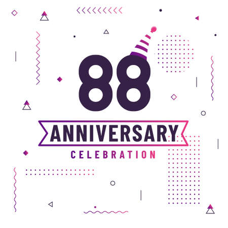 88 years anniversary greetings card, 88 anniversary celebration background free vector.のイラスト素材