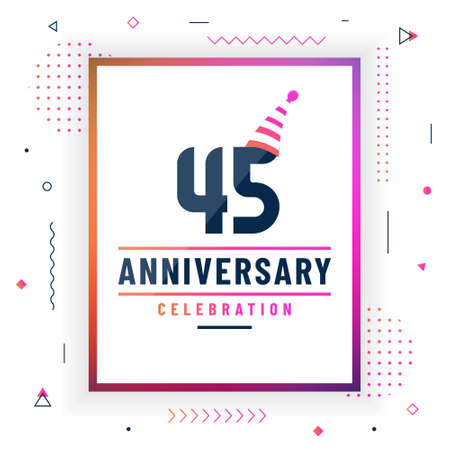 45 years anniversary greetings card, 45 anniversary celebration background free vector.のイラスト素材