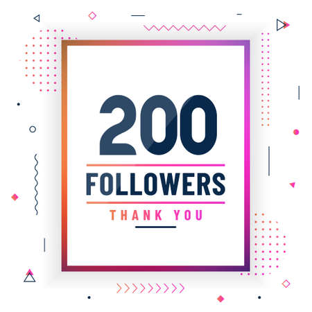 Thank you 200 followers celebration modern colorful design.のイラスト素材