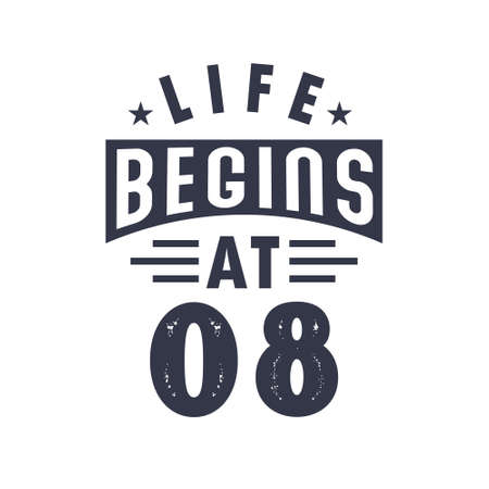 8th birthday design, Life begins at 8のイラスト素材
