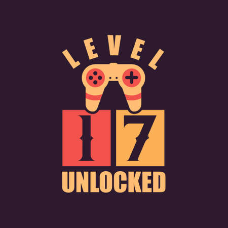 Level 17 Unlocked, 17th Birthday for Gamersのイラスト素材