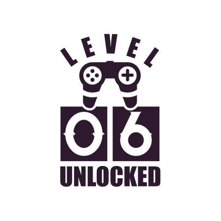 6th Birthday for Gaming lovers Level 6 Unlockedのイラスト素材