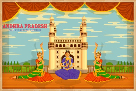 illustration depicting the culture of Andhra Pradesh, Indiaのイラスト素材