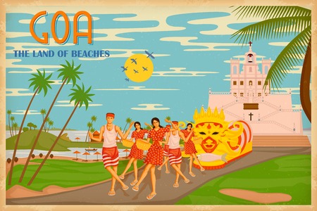 illustration depicting the culture of Goa, Indiaのイラスト素材