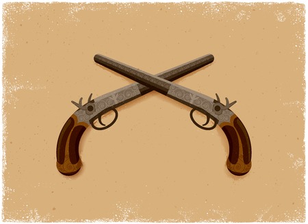 Antique Pistol in vintage vector styleのイラスト素材