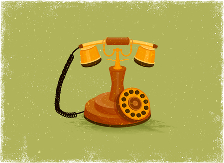 Antique telephone in vintage vector styleのイラスト素材