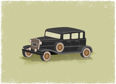 Antique motor car in vintage vector styleのイラスト素材