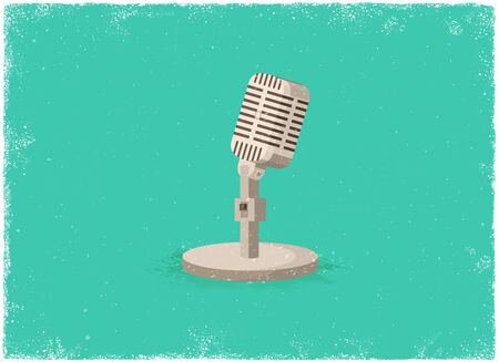 Antique microphone in vintage vector styleのイラスト素材