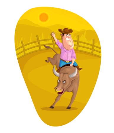 illustration of bull rider のイラスト素材