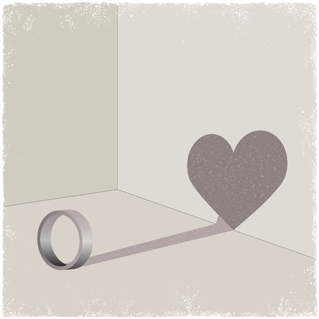 Ring cating shadow of heart shape in vectorのイラスト素材
