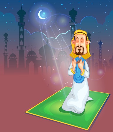 Muslim offering namaaz on Eidのイラスト素材
