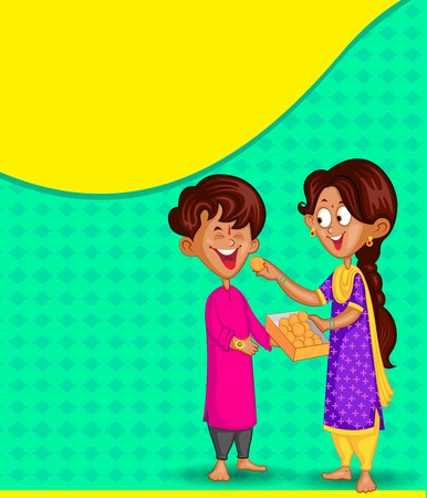 Brother and Sister in Raksha Bandhanのイラスト素材