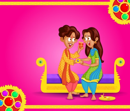 Brother and Sister in Raksha Bandhanのイラスト素材