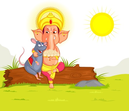 Lord Ganesha in vector for Happy Ganesh Chaturthiのイラスト素材