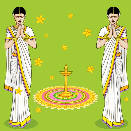 Indian Woman in welcome gestureのイラスト素材