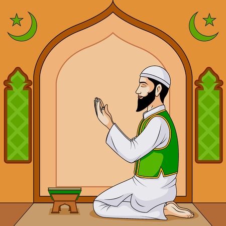 Muslim offering namaaz on Eidのイラスト素材