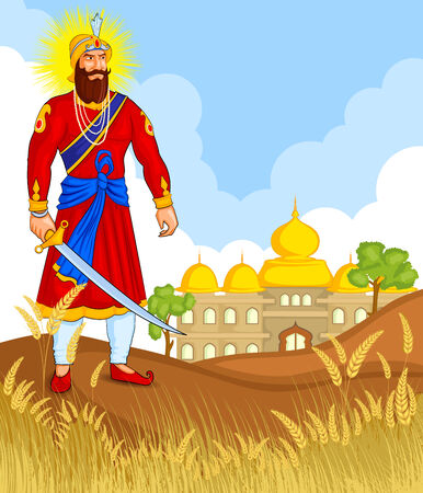 illustration of Guru Gobind Singh Jayanti in vectorのイラスト素材
