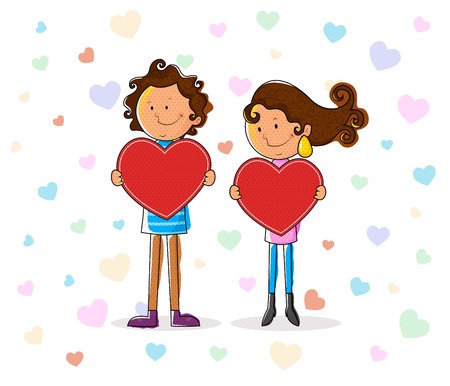 Love couple with heart for Valentines day in vectorのイラスト素材