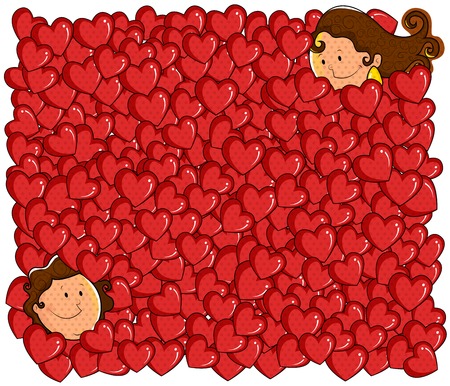 Love couple with heart for Valentines day in vectorのイラスト素材