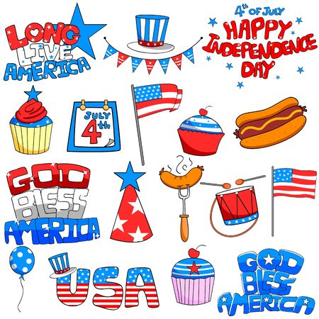 People celebrating 4th of July Independence Day of America in vectorのイラスト素材
