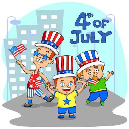 People celebrating 4th of July Independence Day of America in vectorのイラスト素材