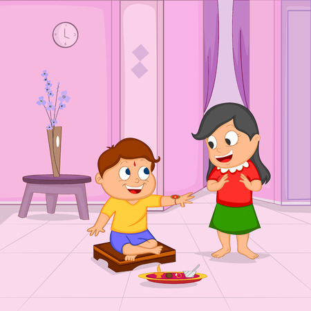 Brother and Sister in Raksha Bandhan のイラスト素材