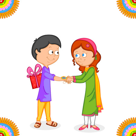 Brother and Sister in Raksha Bandhan のイラスト素材