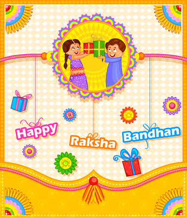Brother and Sister in Raksha Bandhan のイラスト素材