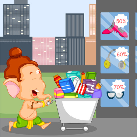 Lord Ganesha in vector for Happy Ganesh Chaturthi sale offerのイラスト素材