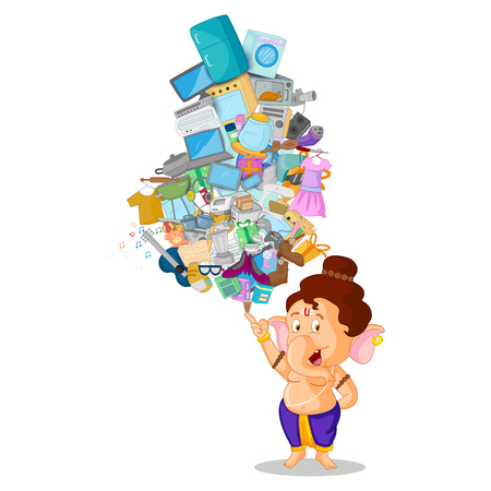 Lord Ganesha in vector for Happy Ganesh Chaturthi sale offerのイラスト素材