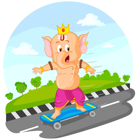 Lord Ganesha in vector for Happy Ganesh Chaturthiのイラスト素材