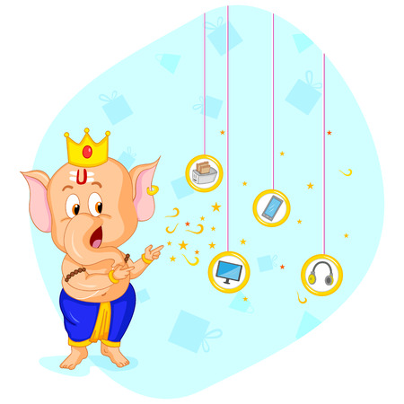 Lord Ganesha in vector for Happy Ganesh Chaturthi sale offerのイラスト素材