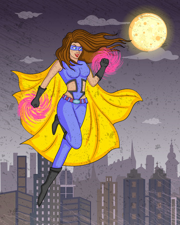 Retro style comics Superwoman showing power and strengthのイラスト素材