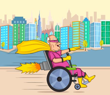 Retro style comics Superhero old man showing is power strength in vectorのイラスト素材