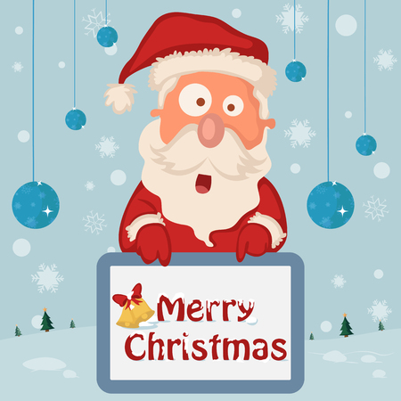 Santa in Merry Christmas holiday greeting card background in vectorのイラスト素材