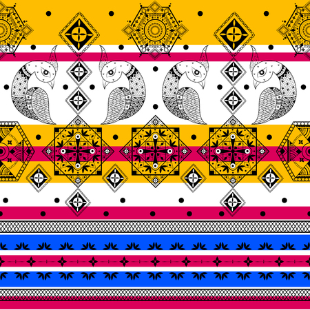 Colorful Indian tribal seamless pattern in vector