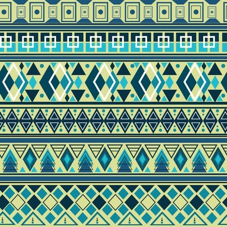 Colorful tribal geometric Aztec seamless pattern in vector