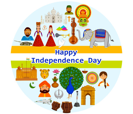 15th August, Happy Independence Day of India in vector backgroundのイラスト素材