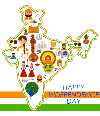 15th August, Happy Independence Day of India in vector backgroundのイラスト素材
