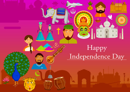 15th August, Happy Independence Day of India in vector backgroundのイラスト素材