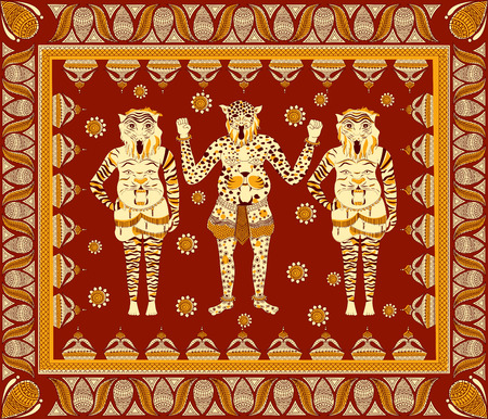 Puli Kali, tiger dance for Onam celebration in vectorのイラスト素材