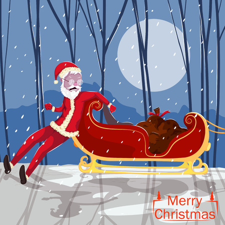 Santa in Merry Christmas holiday greeting card.のイラスト素材