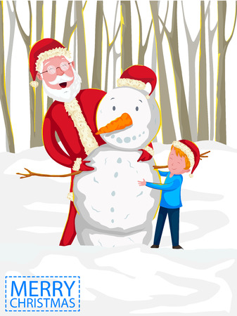 Santa in Merry Christmas holiday greeting card.のイラスト素材