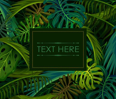 Exotic tropical leaf background in vector for invitation greeting templateのイラスト素材