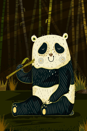Wild animal Panda in jungle forest backgroundのイラスト素材