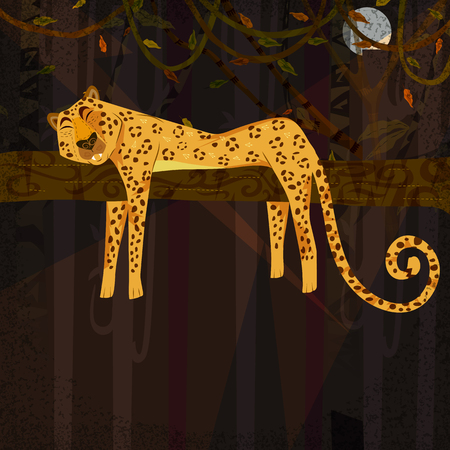 Wild animal Cheetah in jungle forest backgroundのイラスト素材