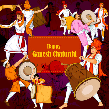 Lord Ganpati for Happy Ganesh Chaturthi festival celebration of Indiaのイラスト素材