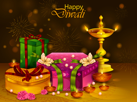 Happy Diwali light festival of India greeting background in vectorのイラスト素材